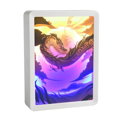 China Global Papercut Lamp Boxes Adjust Shade Box 3D Plastic Wall Art Photo Frame Paper Cut Led Light for sale