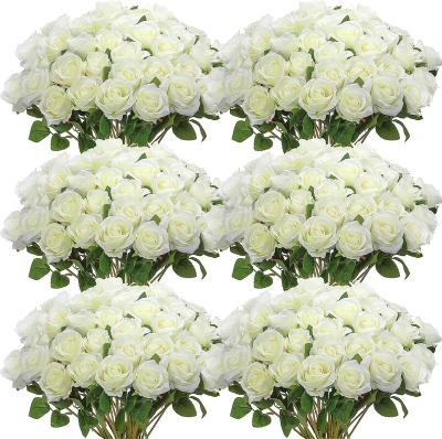 China Home Party Wedding Decoration Artificial Rose Flower Stem Bouquet Real Looking Roses for Home Wedding Centerpieces Party Decorations for sale