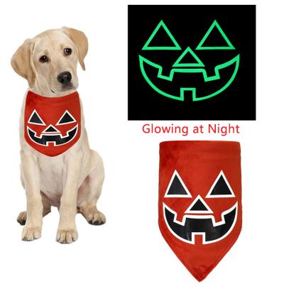 China Viable Hot Amazon Sale Halloween Dog Bandana Glow in the Dark Ghost Night Glowing Dog Bandana for sale