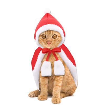 China Viable Christmas Cat Accessory Clothes Pet Costume Cat Christmas Red Hood Cape for sale