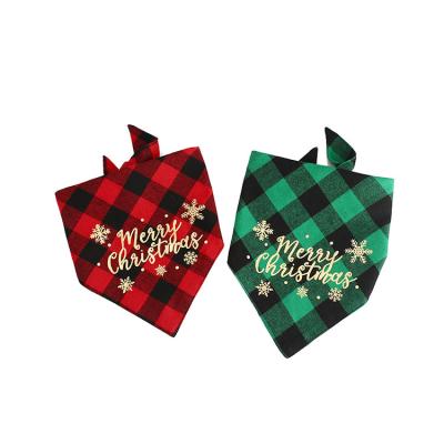 China Amazon Viable Hot Sale Design Classic Christmas Dog Triangle Bandanas Pamper Bibs Santa Claus Pet Washable Plaid Bandanas for sale