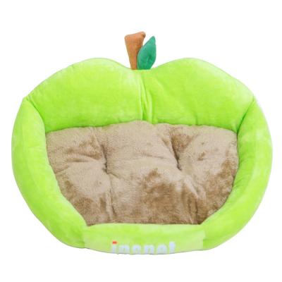 China Comfortable Breathable Apple Round Plush For Small Medium Large Dogs Apple Dog Bed Red Apple Green Cat Bed Pet Bed for sale