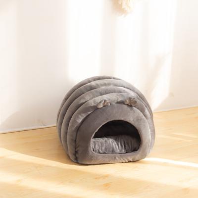 China New Design Breathable Cat Sleeping Bed Cat Cuddle Pet Hooded Bed Cat Cave Cozy Warming Covered for sale