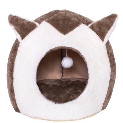 China Perfiso Breathable Self-heating Owl Animal House Lovely Pet House Cat Cave Cozy Bed Pet Bed for sale