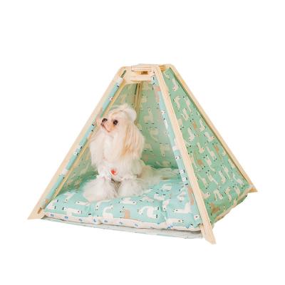 China Perfiso Breathable Small Pet Teepee House Fold Away Furniture With Cushion Pet Tent Cat Bed Pet House for sale