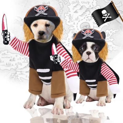 China Viable Hot Sale Novelty Pet Cosplay Clothes Pirate Clothes Puppy Cat Dog Cosplay Pet Apparel Fancy Halloween Costume for sale