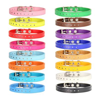 China Viable Factory Wholesale Multiple Colors Soft PU Adjustable Collar Cat Dog Collars Pet for sale