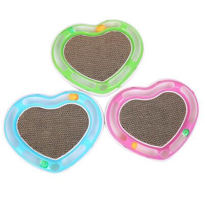 China Viable Wholesale Corrugated Paper Cat Toy Grind Claws Heart Shape Cat Scratcher Interactive Cardboard for sale