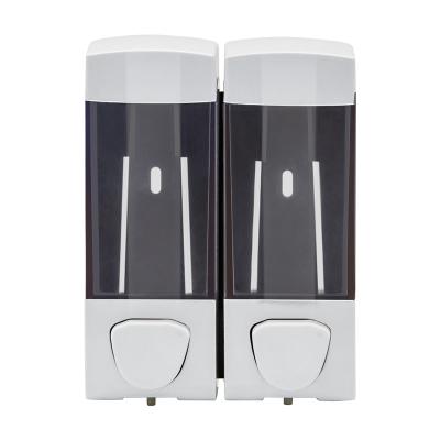 China Wall Mounted Manual Foam Soap Dispenser Soap Dispenser Bathroom Accessories Set Double Head Soap Dispenser for sale