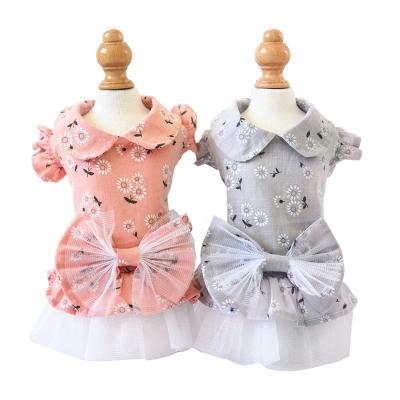 China Viable Wholesale Fabric Summer Tutu Blue Hawaiian Dog Dress for sale