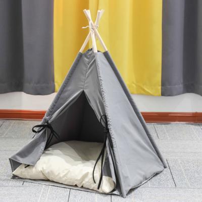 China Waterproof Pet Cat Dog Tent House With Cushion Portable Small Puppy Pets Dog Tent Bed Teepee for sale