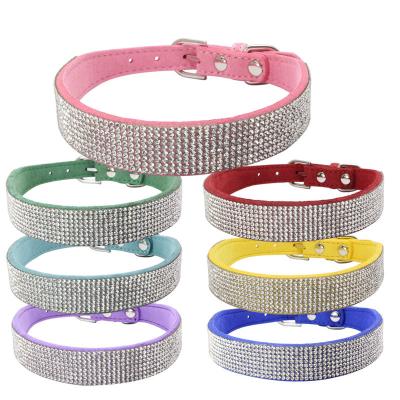 China Wholesale Adjustable Leather Cat Dog Collar Luxury Rhinestone DETACHED leather dog collars from manufacturer for sale