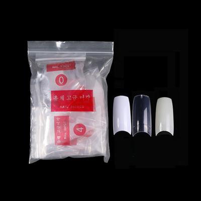 China Easy To Apply 500 Pcs Bag C Curved False Nails Extra Long Cover Stiletto Half French Nail Tips Nature Transparent Light Color Artificial Nails for sale