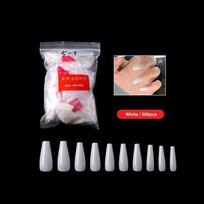 China Easy To Apply 500Pcs Bag Amazon Best Seller XXXL Nail Tips ABS Natural Clear Ballerina No C Curve Extra Long False Coffin Nail Tips for sale