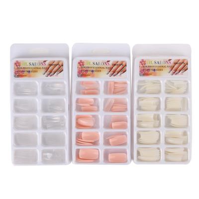 China Easy To Apply 100 Pcs/Box Half Box Natural Color Cover Coffin Press On Nails Tips Artificial Fake Nails French Nail Tips for sale