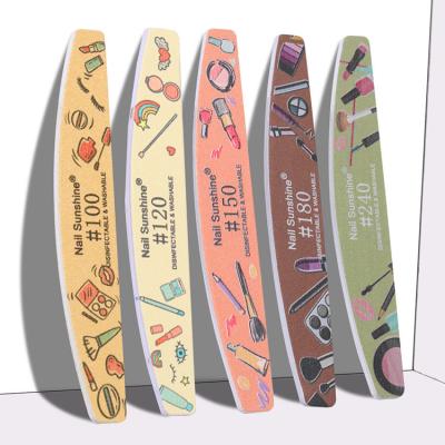 China Nail Art Tools Polishing Design New Printed 100 150 240 Colorful Thin Nail Files Sanding Yellow Orange Green Grit Nail File Bulk for sale