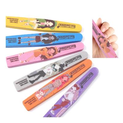 China Nail Art Buffing Tools Double Sided Bending Emery Board Rhombus Sponge Nail Buffer Tool 100/180 Girl Design High Quality Double Sided Folder for sale