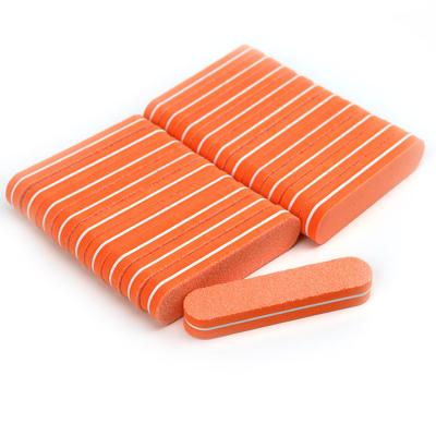 China Portable Mini Double-Side Nail Art Buffing Tools 100/180 Small Grit Nail File Orange Pink Nail File Sponge for sale