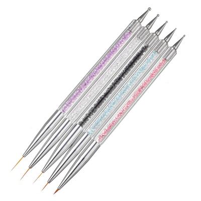 China NAIL 5 PCS Set Double Heads 5D Diamond Painting Tool Nail Art Brushes Double Ended Nail Art Striper Liner Painting Pen Rhinestone for sale