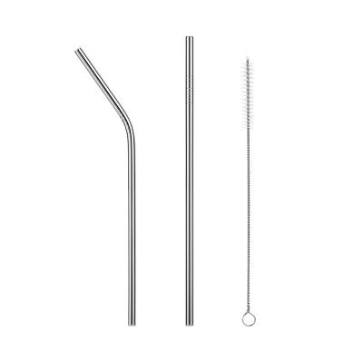 China Amazon Hot Selling Straws Sustainable Reusable Stainless Steel Metal Drinking Straw With Cleaning Brush for sale