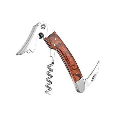 China Sustainable Hot Selling Adjustable Multifunctional Amazon Corkscrew Wine Opener With Wooden Handle for sale