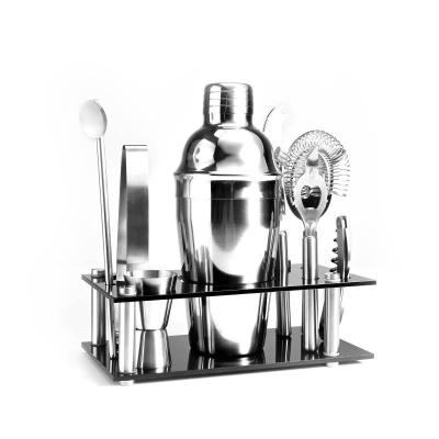 China Viable 9 Piece Cocktail Shaker Set Perfect Home Bartender Kit Stainless Steel Bar Tools with Acrylic Stand for sale