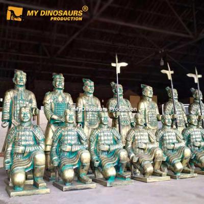 China Amusement Park My Dino Warriors Statues Customized Fiberglass Terra Cotta for sale