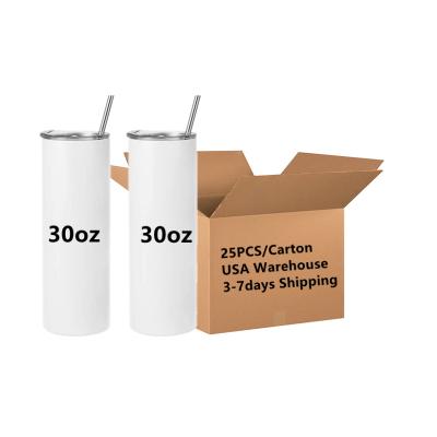 China Mazoho USA Warehouse 30oz Stocked Stainless Steel 18/8 Insulated Sublimation Straight Lean Bank Tumbler With Metal Straw for sale