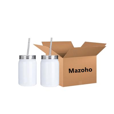 China Mazoho USA Warehouse Sustainable 17 oz Sublimation Tumblers Blank Stainless Insulated Mugs Mason Jar With Straw And Lid for sale