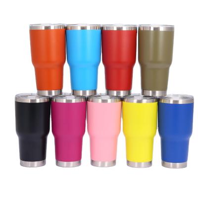 China Sustainable Wholesale Portable Travel Mug Stainless Steel Mazoho Double Wall Powder Coated Coffee Tumblers for sale