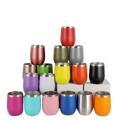 China Mazoho Stocked Colorful Travel Coffee Mug Wall Stainless Steel Egg Shape 12oz Wine Double Tumbler for sale