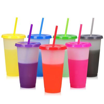 China Mazoho Amazon Cold Water Stocked Changing Cups 16/24oz BPA FREE Plastic Cold Cup Color with Lids and Straws for sale