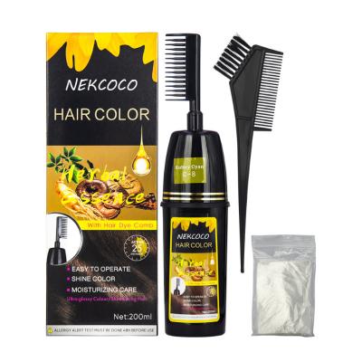 China Easy Coloring And Low Ammonia In Stock Factory Price 200ML Wholesale Ginseng A Color Brands Natural Brown Black Hair Dye Shampoo Quickly Wash With Comb for sale