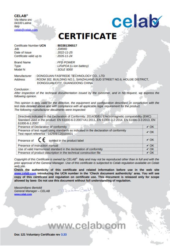 EMC - Dongguan Fasfrede Technology Co., Ltd.