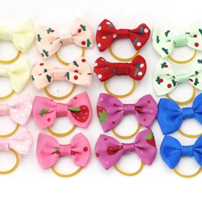 China Multicolor Puppy Pet Grooming Bows Viable Dog Hair Accessories Hairpin With Elastic Band for sale