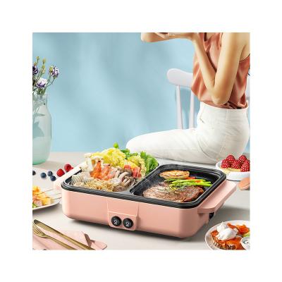 China Price Optimization BBQ Pan Home Kitchen Student Electric Cooking Grills Easily Cleaned Shabu-Bake Pot All-in-One for sale