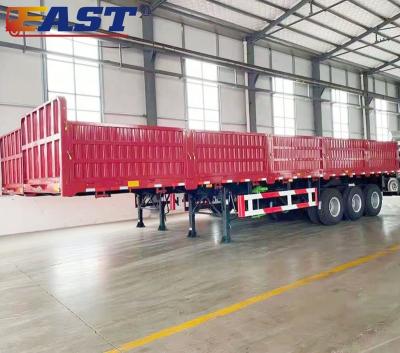 China EST Tri Axle Flatbed Trailer 50 Ton Truck Trailer Sidewall Side Wall Sidewall Semi Trailer for sale