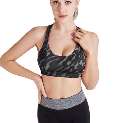 China Distinctive QUICK DRY Camouflage Bra Fitness Yoga Distinctive Comfortable Training For Sports Cross Back Bra for sale