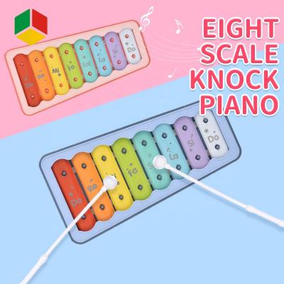 China Cartoon Toy QS Toys Mini Colorful 8 Tone Piano Noise Maker Baby Musical Instrument Knocking Noise Toy For Sale for sale