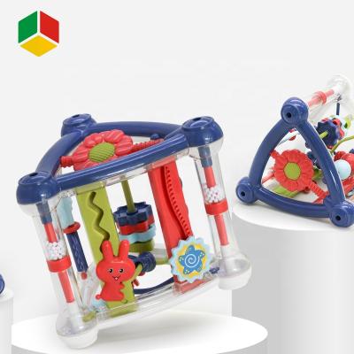 China Beads Round Toys QS Baby Toys Educational Children Wholesale Cartoon Block Light Up Bead Frame Lacing String Baby Round Toys for sale