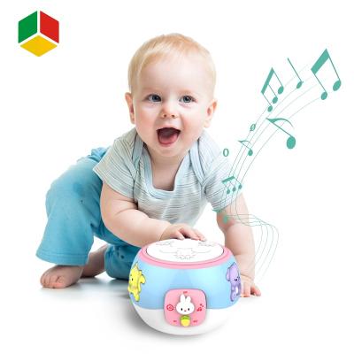 China Musical Instrument Toys QS Toys Kids Puzzle To Learn Musical Instrument Toys Multifunctionial Electric Music Rotate Hand Drum For Baby Game Toy Set for sale