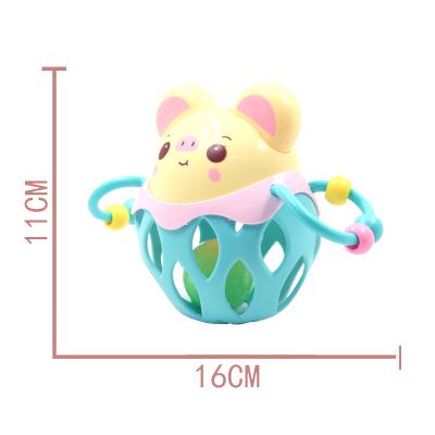 China Toy Funny Plastic Rattan Baby Cartoon Rattle Musical Animal Mouse Ball Indoor Toys For Children for sale