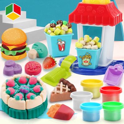 China Magic Modeling Color Clay Set Cooking Play Dough Toy DIY Playdough Popcorn Machine Color Clay Set QS Toy Non Toxic New Item Playdough Popcorn Machine Color Set For Child for sale