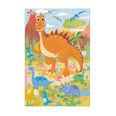 China Jigsaw Puzzle Toy Kids Play 80PCS Cartoon Dinosaur Cardboard Animal Games For Brain Teaser for sale