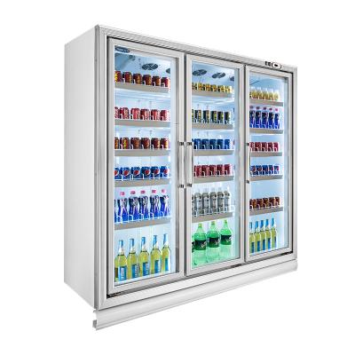 China Single-Temperature Wholesale 3 Door Glass Upright Drink Pepsi Cooler Refrigerator for sale