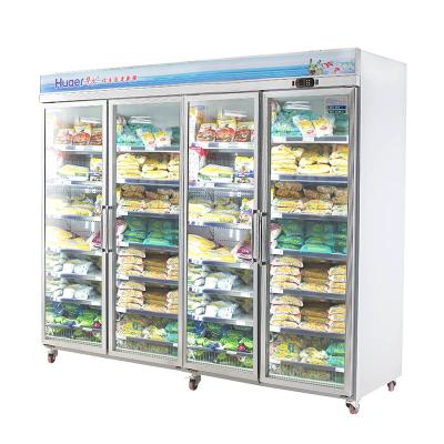 China Single-temperature Supermarket Commercial Upright Display 4 Door Glass Freezer 110v for sale