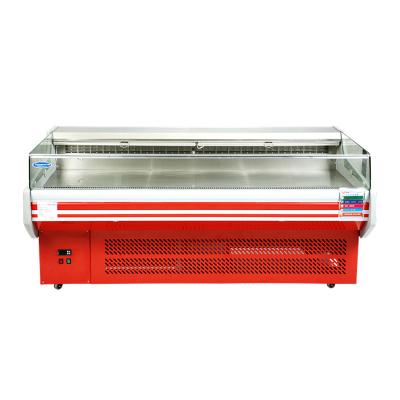 China Single-temperature Butcher Shop Retail Refrigerator Fresh Fish Meat Open Display Counter for sale