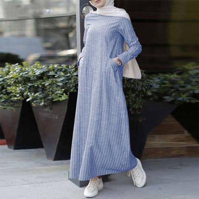 China Round Collar Fashionable Cotton Plus Size Malaysia Long Sleeves Muslim Abaya Dress Long Prayer Jilbab Islamic Clothing for sale