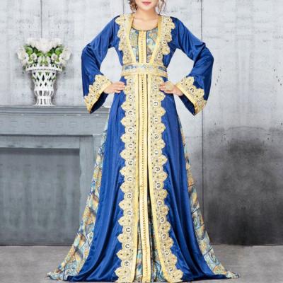 China Solid Colors Middle East Printed Abaya Muslim Arabic Muslim Clothing Long Dress Embroidery Robe Muslim Wedding Dress for sale