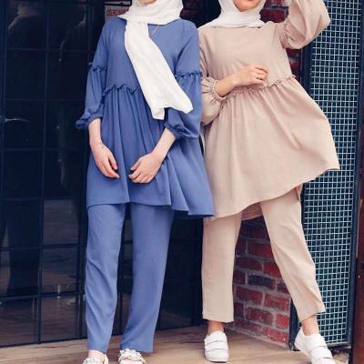 China Balloon Sleeve Autumn Winter Muslims Africa Abaya Islamic Clothing 2 Pieces Abaya Wholesale UK for sale